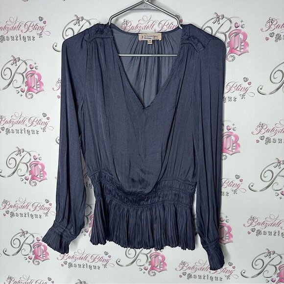 Philosophy Tops - Philosophy top long sleeve blue luxury Elegant Navy Blouse
